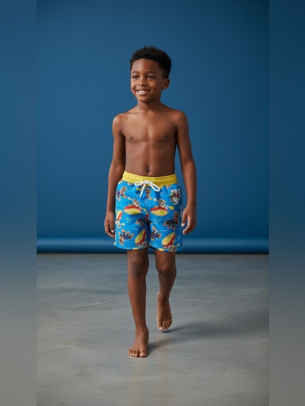 Paw Patrol Swim Trunks Boys Size 4T Blue Yellow Chase Marshall Swim Shorts